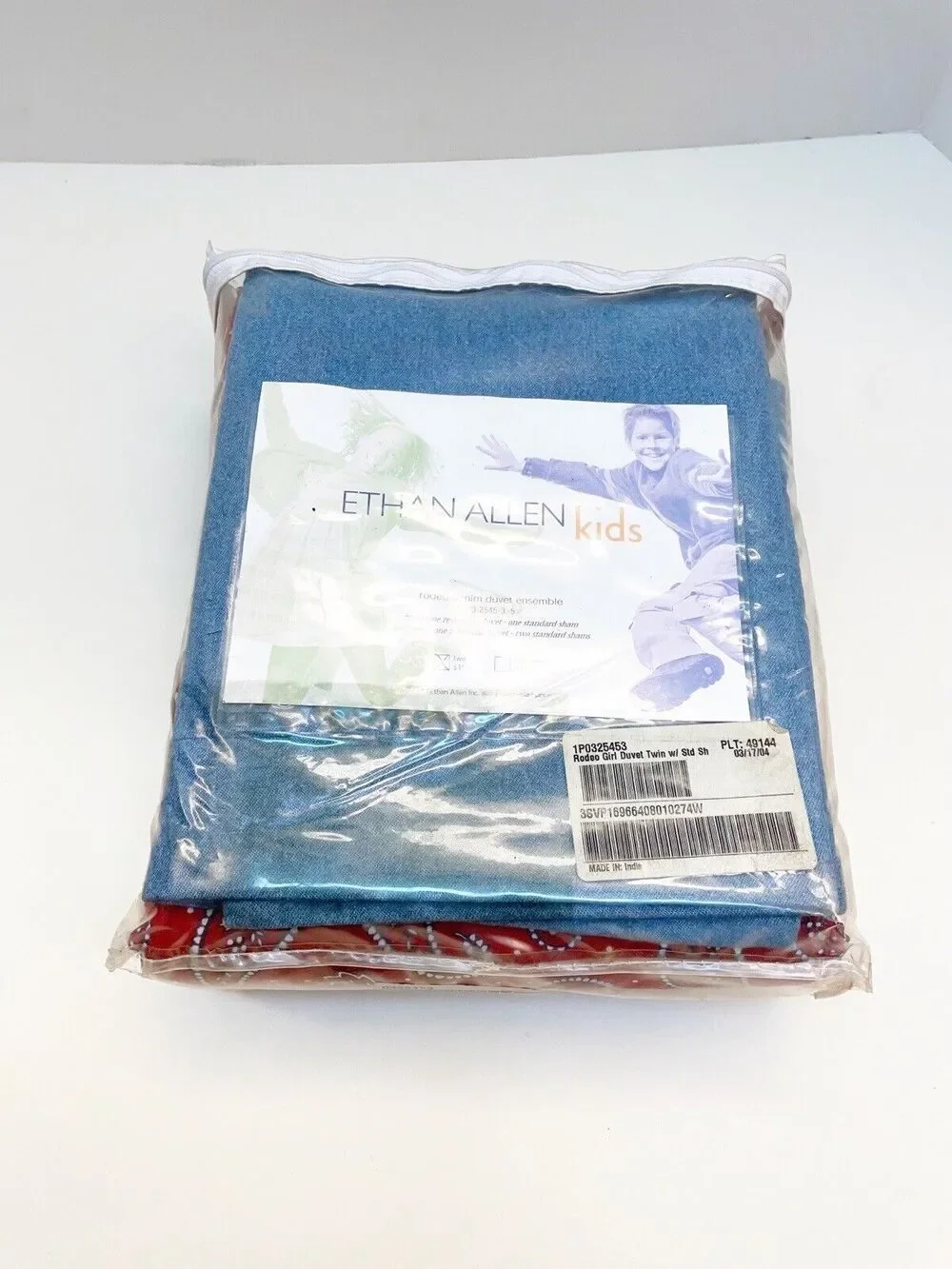 Ethan Allen Rodeo Duvet Country Bandana Paisley Denim Western Sham Twin NWT
